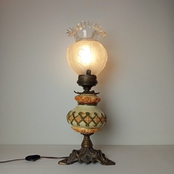 Klassieke tafellamp messing keramiek