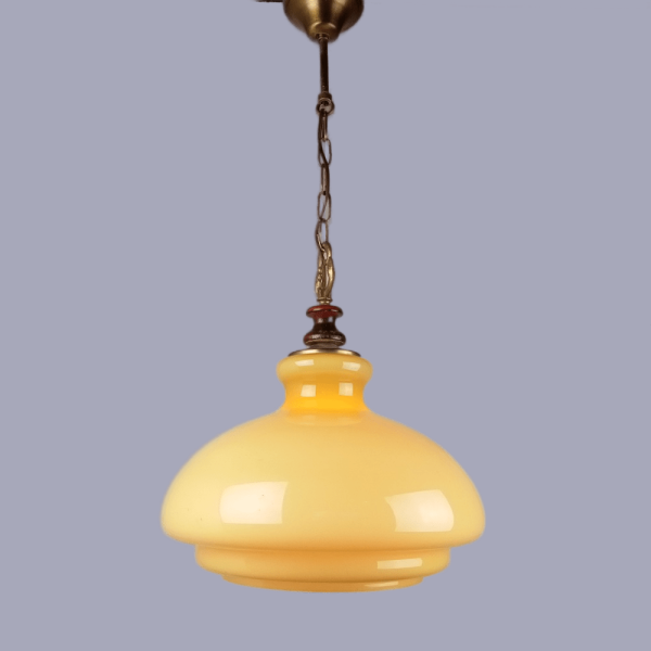 Landelijke hanglamp geel melkglas