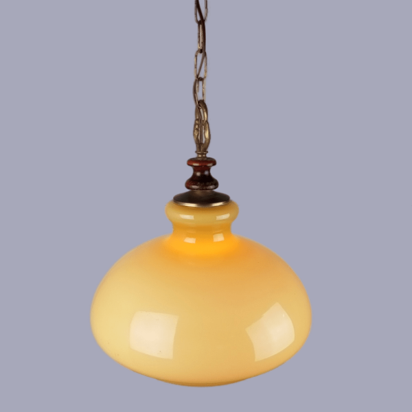 Landelijke hanglamp geel melkglas