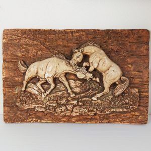 Reliƫf vechtende paarden