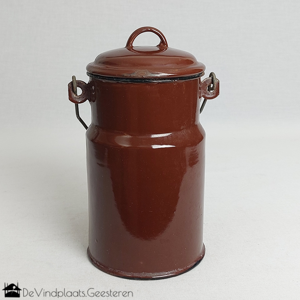 Vintage bruine emaille melkbus - Afbeelding 4